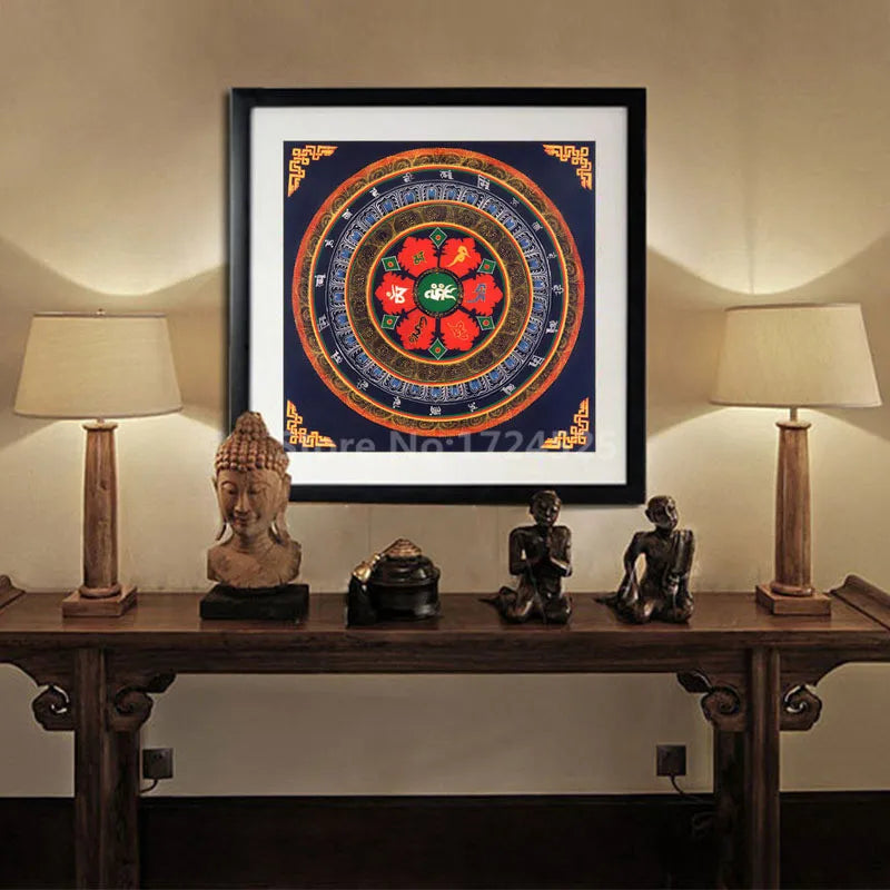 Handcrafted Tibetan Mandala Thangka – Spiritual Art for Meditation