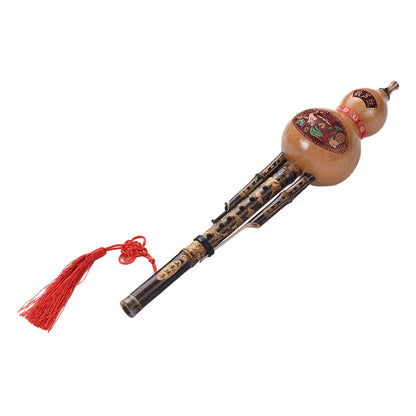 Handmade Black Bamboo Hulusi Gourd Flute – Feng Shui Ethnic Musical Instrument Key of C