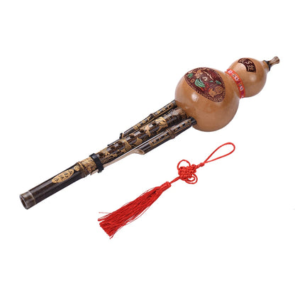 Handmade Black Bamboo Hulusi Gourd Flute – Feng Shui Ethnic Musical Instrument Key of C