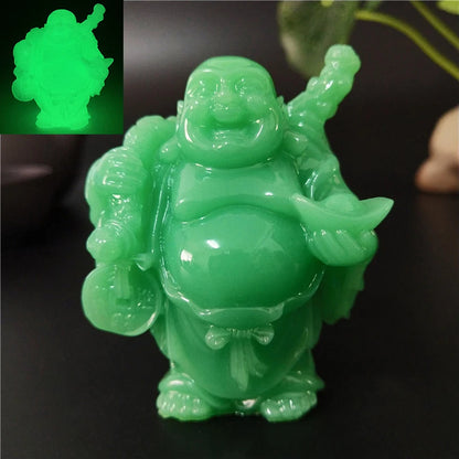 Glowing Chinese Money Laughing Buddha Statue - Symbol of Good Fortune and Happiness