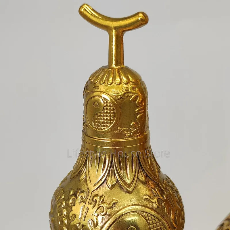 Brass Wu Lou Hu Lu Gourd: Feng Shui Symbol of Good Luck and Wealth