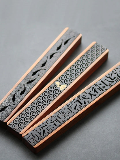 Antique Solid Wood Hollowed-Out Line Incense Box