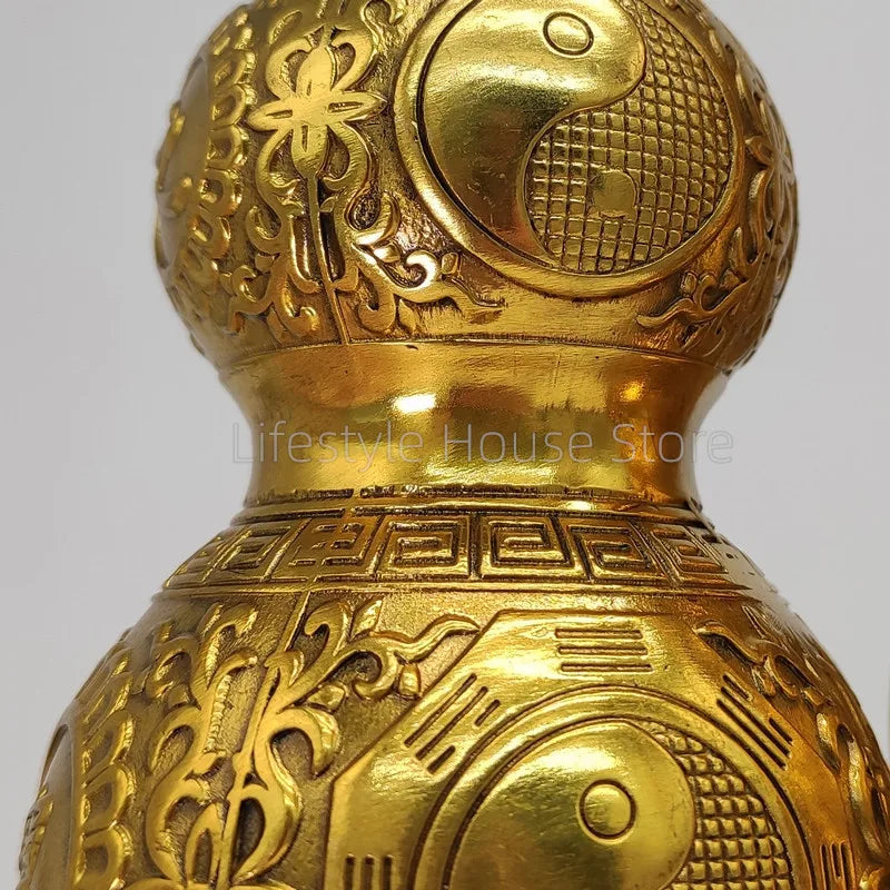 Brass Wu Lou Hu Lu Gourd: Feng Shui Symbol of Good Luck and Wealth