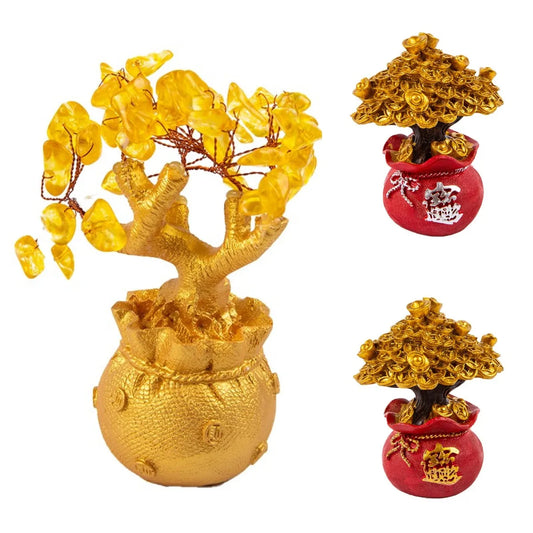 Natural Crystal Bonsai Money Tree - Feng Shui Wealth and Luck Decor