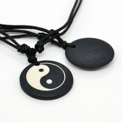 Tai Chi Yin & Yang Yak Bone Pendant Necklace – Unique Amulet for Good Luck