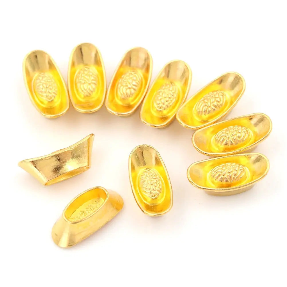 Chinese Gold Ingot Ornaments - Feng Shui Wealth Yuanbao Lucky Charms