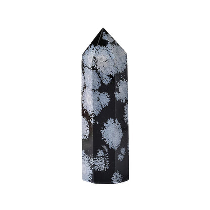 Natural Snowflake Obsidian Quartz Crystal Point Wand – Healing and Decorative