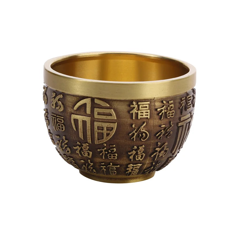 Dragon and Phoenix Brass Copper Treasure Bowl - Attract Wealth and Good Luck