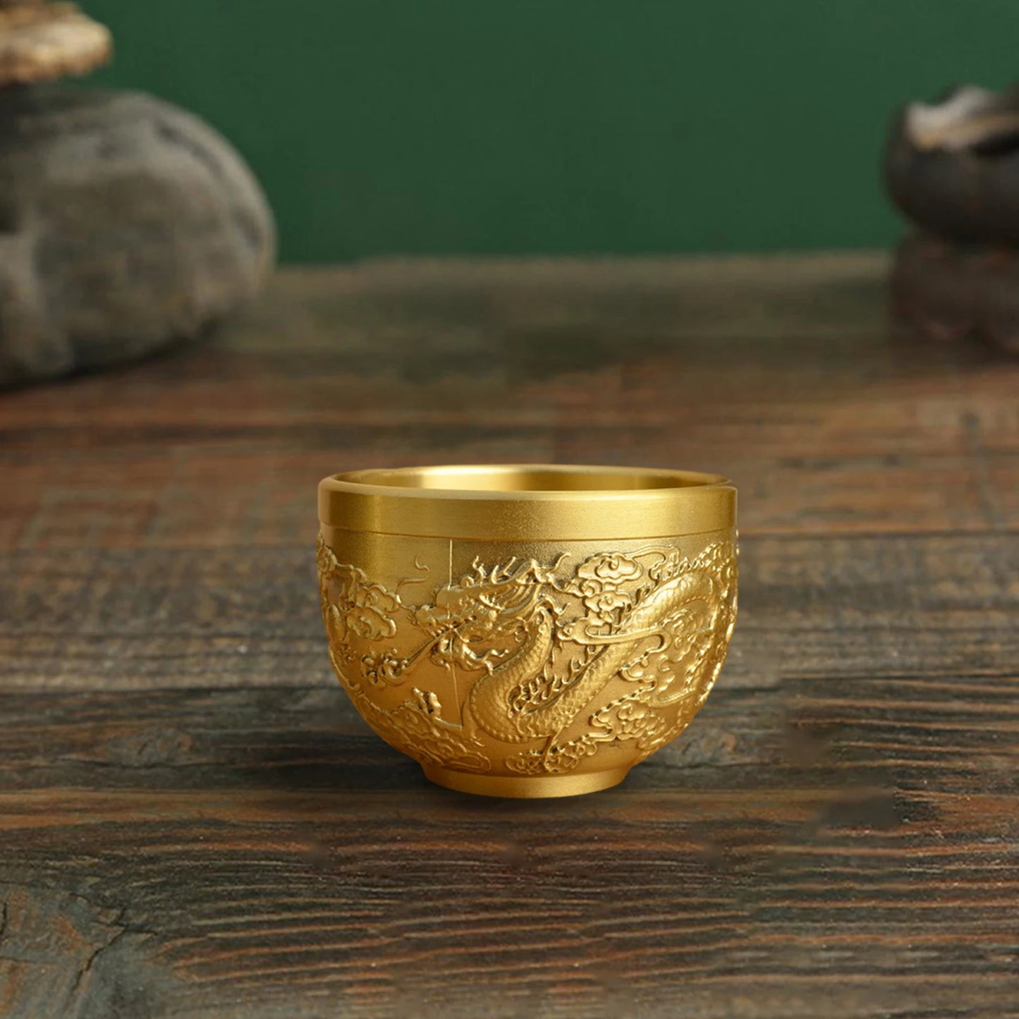 Brass Feng Shui Bowl Luck Hotelware Success Drinking Cup for Desk Study Wealth Success Good Luck Office Home Decoration