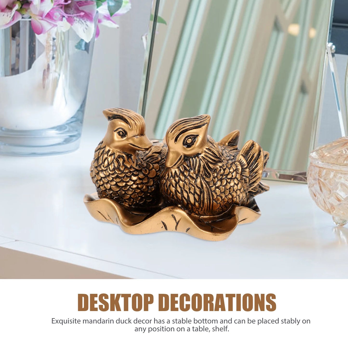 Hundred Years Love Mandarin Ducks Statue – Feng Shui Wedding Decor for Eternal Romance