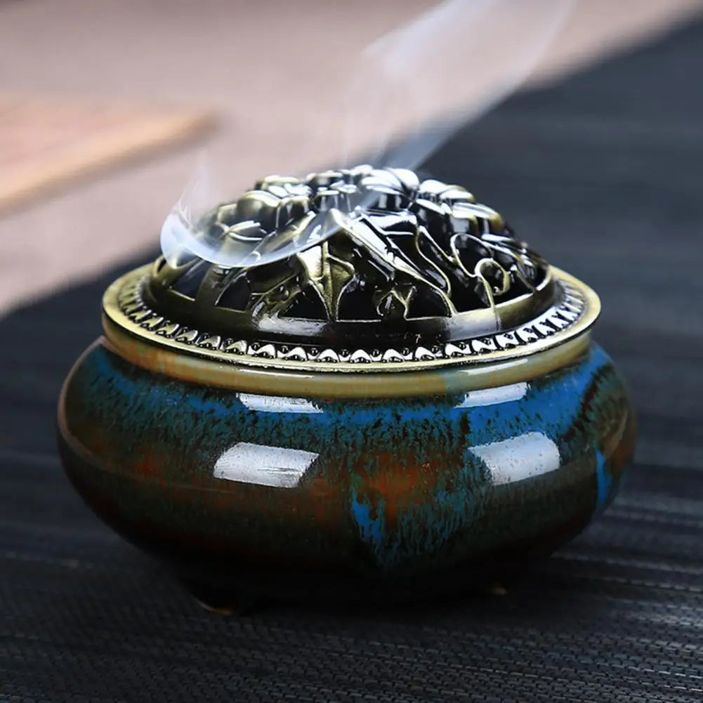 Incense Burner with Lid – Hollow Top, Slow Smoke