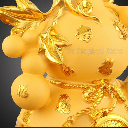 Auspicious Hu Lu Wu Lou Gourd – Resin Good Luck Ornament for Home Decor