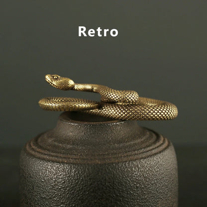 Vintage Brass Snake Keychain - A Stylish Zodiac Charm