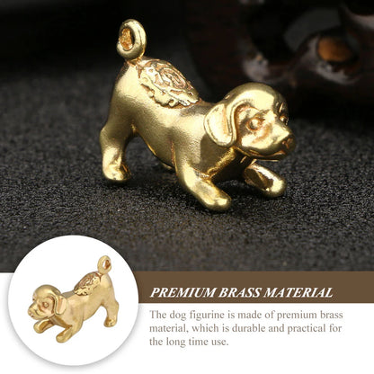 Golden Brass Mini Dog Figurine - Chinese Zodiac Charm