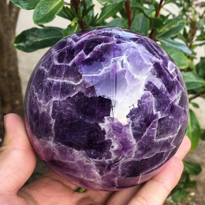 Natural Dream Amethyst Ball – Polished Healing Crystal Sphere for Reiki, Massage, and Home Décor