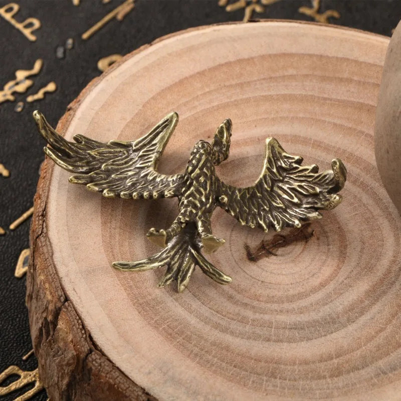 Flame Phoenix Copper Sculpture - Exquisite Tea Pet for Elegant Decor