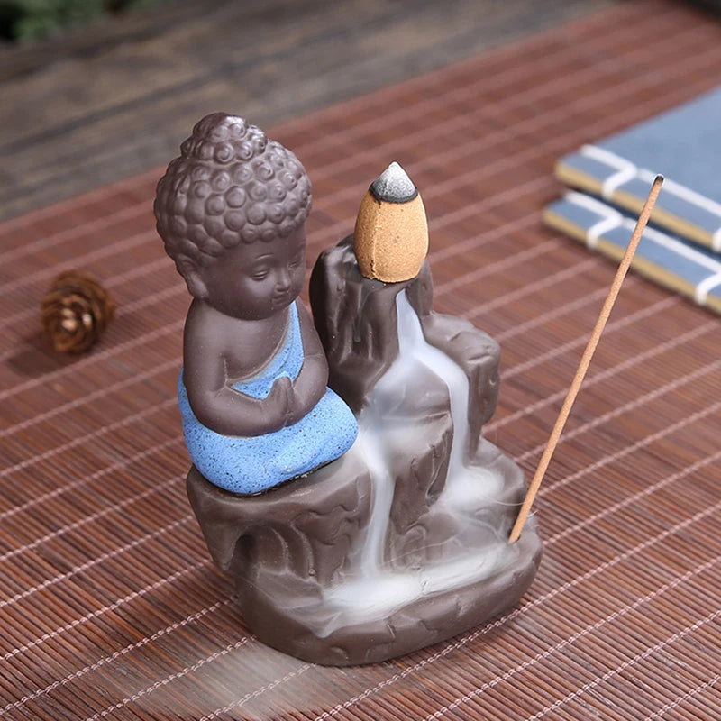 Incense Burner: Smoke Waterfall with Little Monk