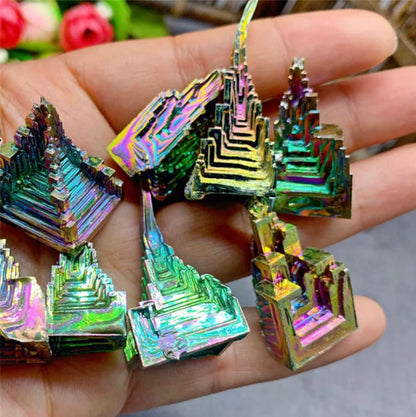 Natural Bismuth Tower – Unique Metal Mineral Crystal for Healing & Home Decor