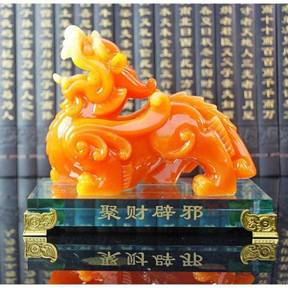 Imitation Jade Decorative Pixiu Ornament Statue Resin Modern Art Sculpture Home Living Room Office Feng Shui Statue