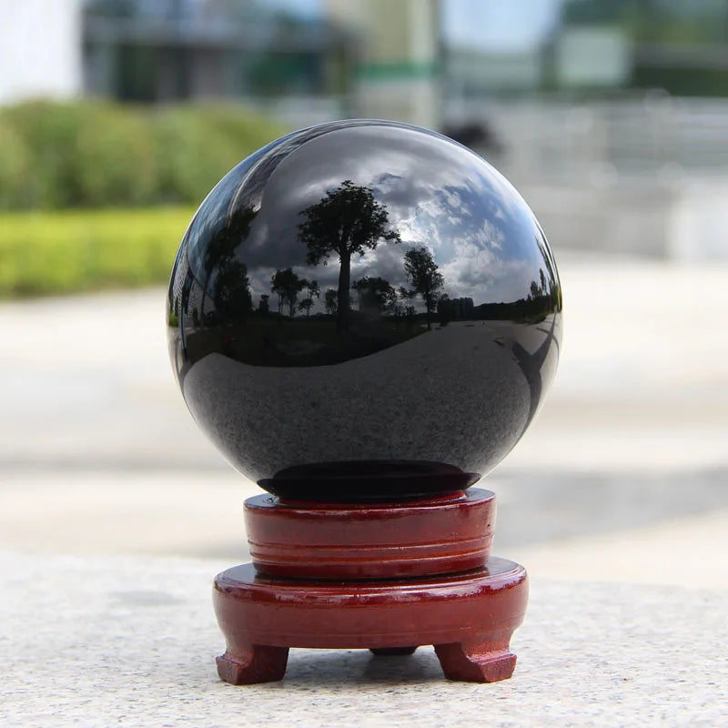 Large Natural Black Obsidian Sphere – Healing Gemstone for Home Décor