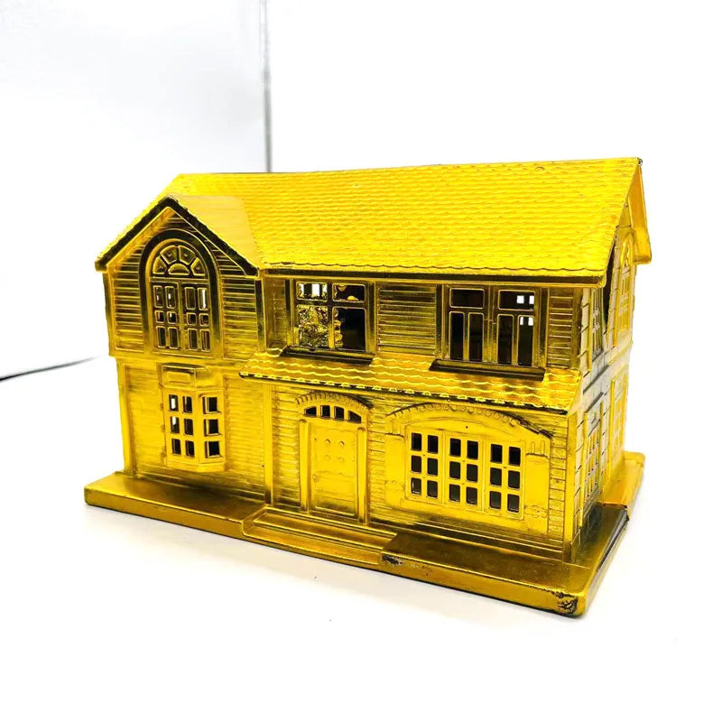 Burning Gold Paper Sacrificial Articles – Set of Two Decorative Paper Villas for Ancestral Ceremonies