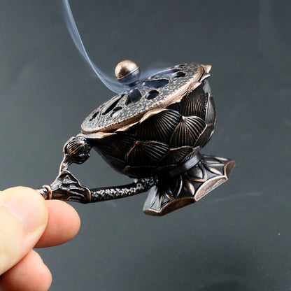 Lotus Flower Incense Burner With Handle