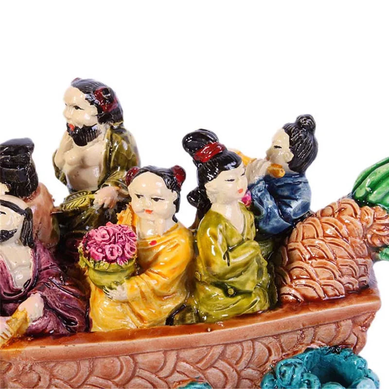 Eight Immortals Dragon Boat Figurine - Feng Shui Statue for Prosperity and Good Fortune