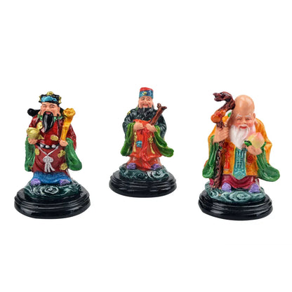 Feng Shui Three Gods Figurines - Fu Lu Shou Statues for Prosperity and Good Fortune