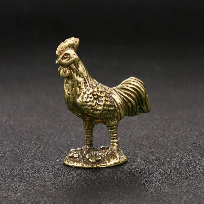 Antique Copper Rooster Figurine – Chinese Zodiac Animal Decoration