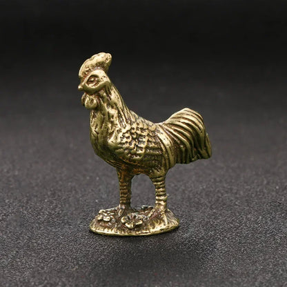 Antique Copper Rooster Figurine – Chinese Zodiac Animal Decoration