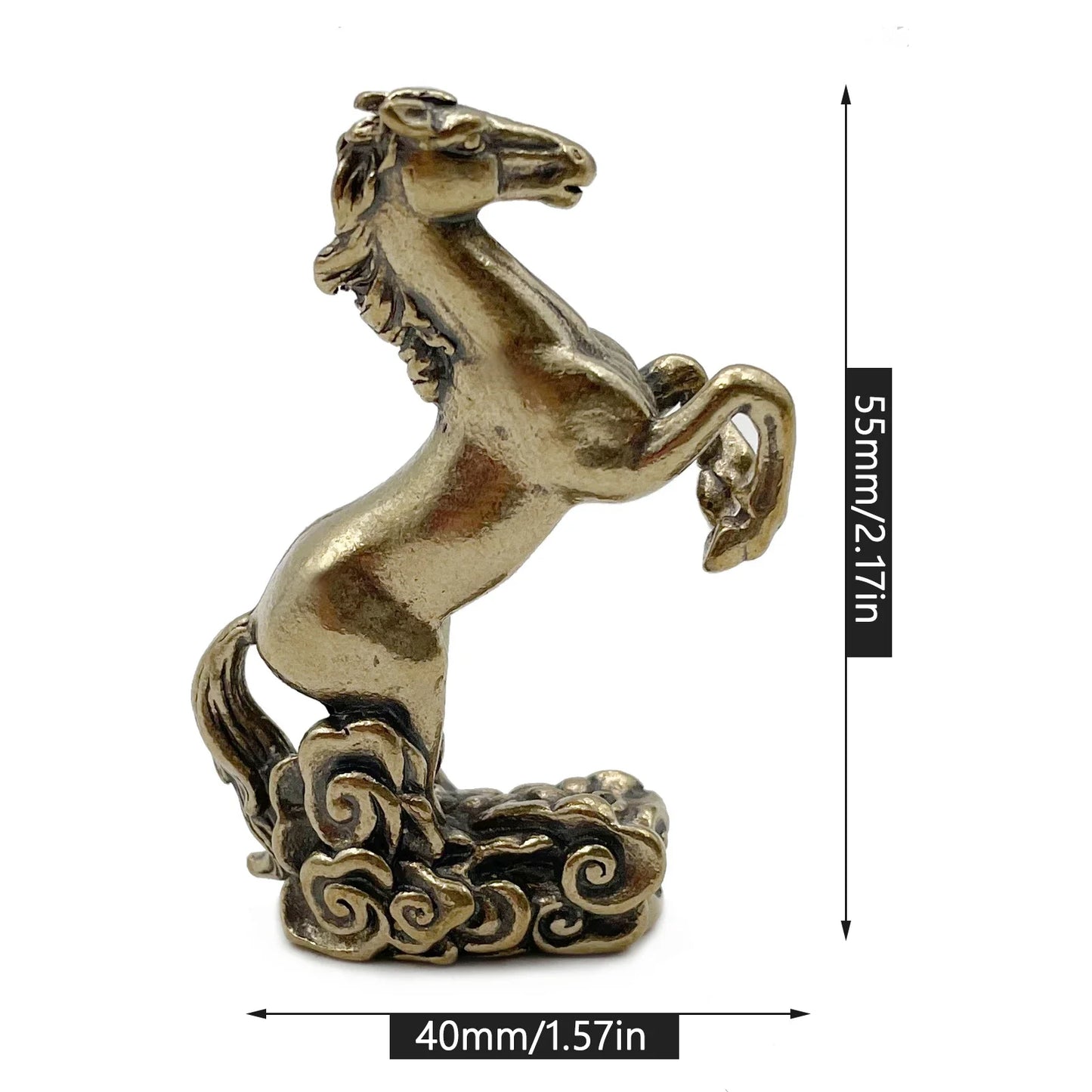 Copper Running Horse Feng Shui Sculpture – Vintage Brass Animal Desk Ornament for Office &amp; Home Decoration