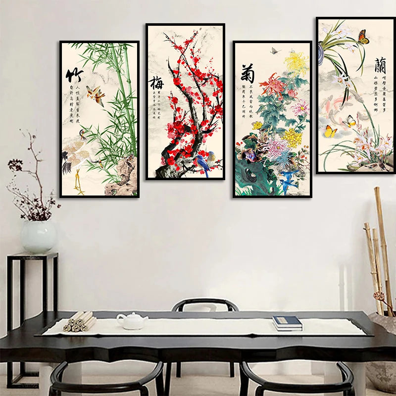 Elegant Floral Watercolor Canvas Print - Unframed Wall Art