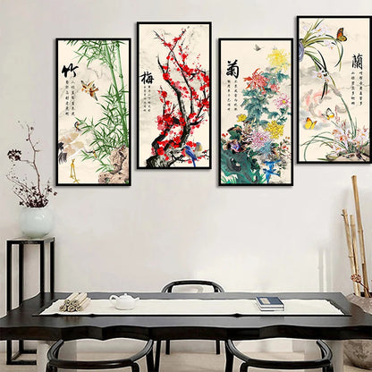 Elegant Floral Watercolor Canvas Print - Unframed Wall Art