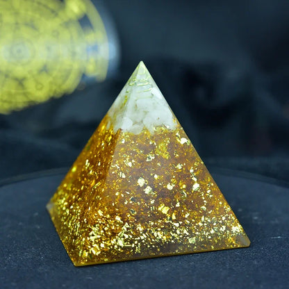 Nature Orgonite Pyramid with Gabriel Maripura Chakra and Citrine – Creativity and Balance Enhancer