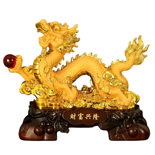 Resin Dragon Ornaments – Feng Shui Wealth Absorbing Home Decor for Christmas &amp; New Year Gifts