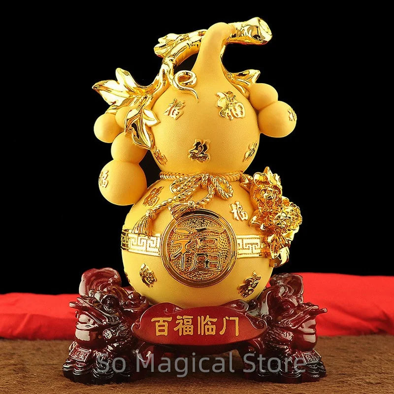 Auspicious Hu Lu Wu Lou Gourd – Resin Good Luck Ornament for Home Decor