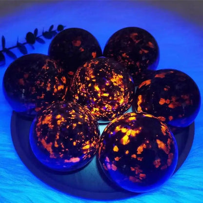 Natural Yooperlite Crystal Ball – Flame Stone for Healing, Meditation, and Spiritual Growth