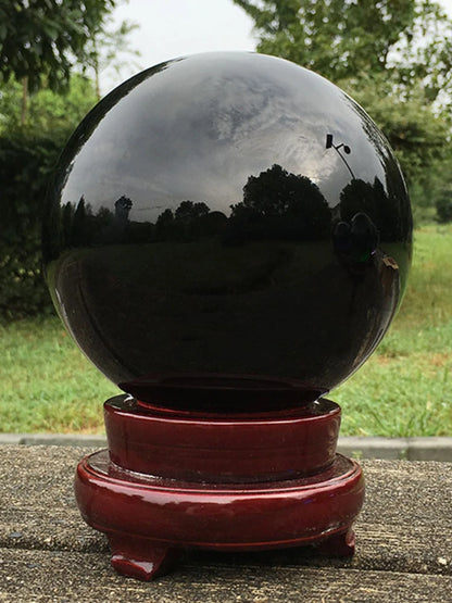 Large Natural Black Obsidian Sphere – Healing Gemstone for Home Décor