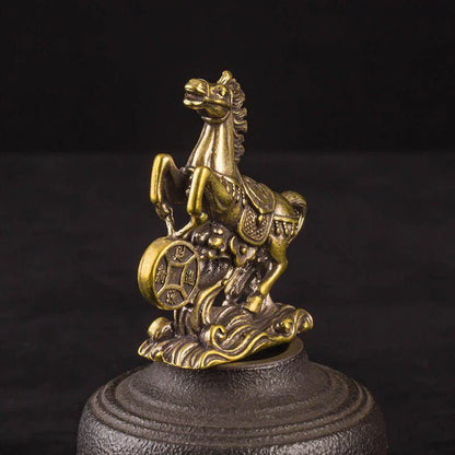 Brass Horse Step on Coins – Lucky Feng Shui Statue for Prosperity and Success