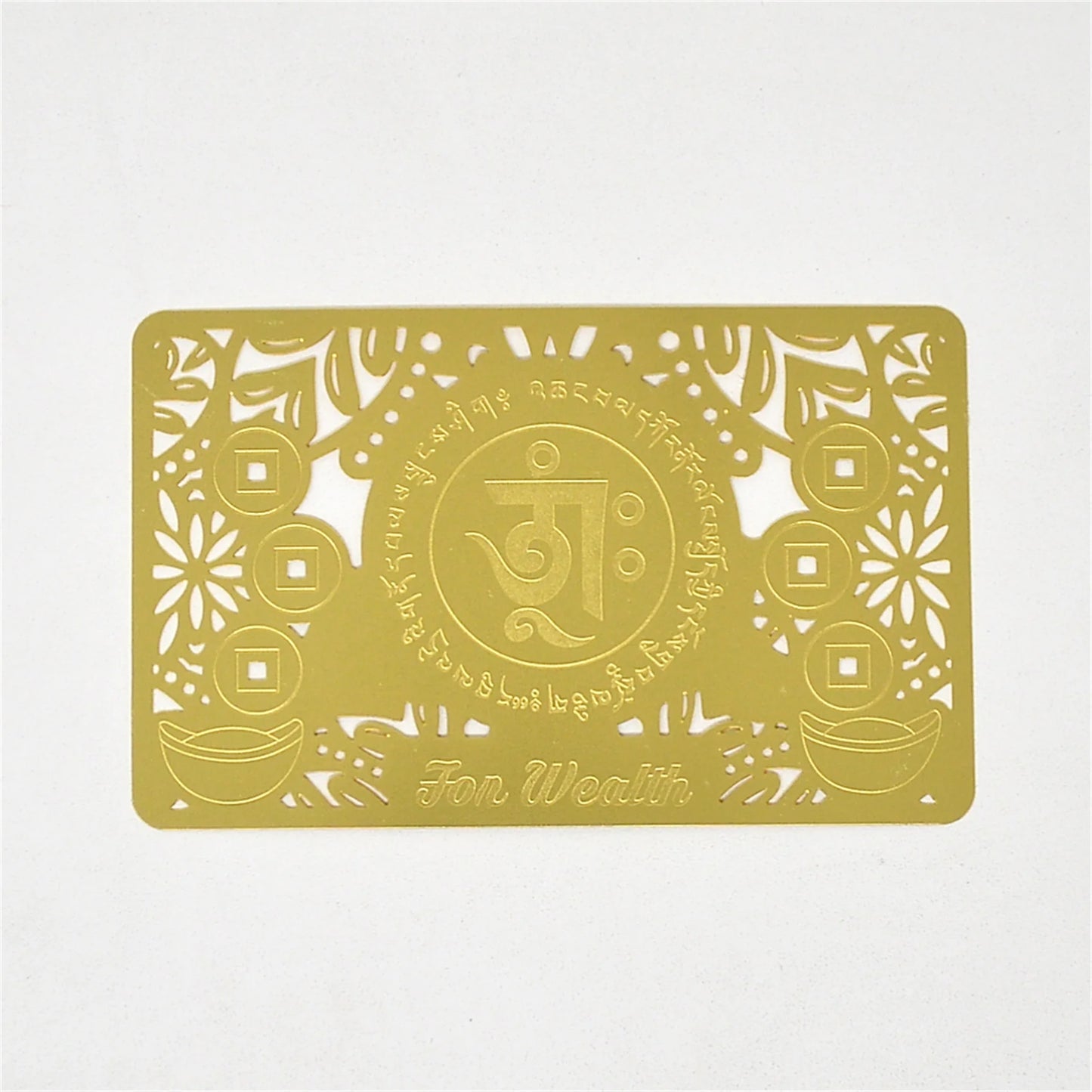 Feng Shui Wealth Luck Amulet Golden Card - Talisman for Prosperity