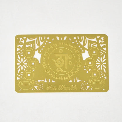 Feng Shui Wealth Luck Amulet Golden Card - Talisman for Prosperity