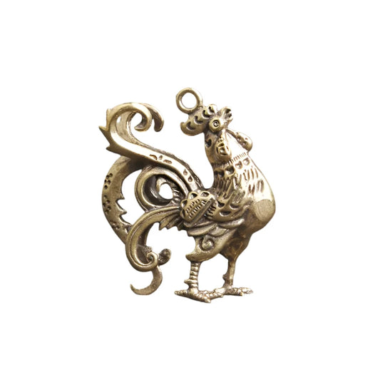 Brass Rooster Figurine - Chinese Zodiac Decoration and Gift for Good Fortune