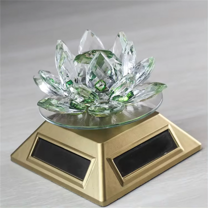 Feng Shui Crystal Glass Lotus Flower – Solar Energy 360 Rotating Home Decor