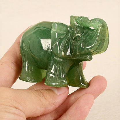 Lucky Elephant Green Aventurine Jade Stone Feng Shui Statue – Symbol of Strength & Prosperity