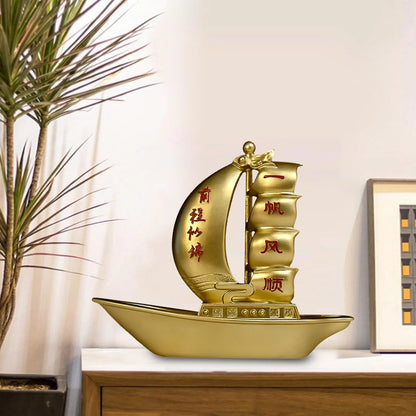 Collectible Sailing Boat Model - Feng Shui Smooth Sailing Decor for Home and Cafe