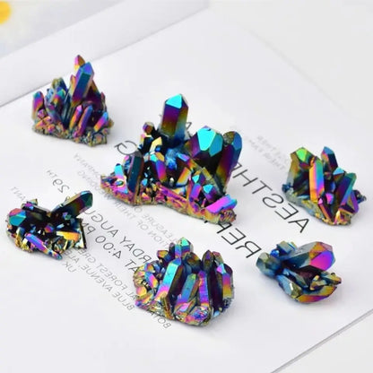 Rare Titanium Coated Quartz Crystal Cluster – Vibrant Home Decor &amp; Healing Tool