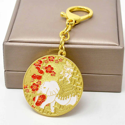 Feng Shui Four Friends Amulet Good Fortune Keychain - Attract Friendship Luck