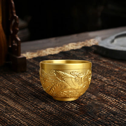 Brass Feng Shui Bowl Luck Hotelware Success Drinking Cup for Desk Study Wealth Success Good Luck Office Home Decoration