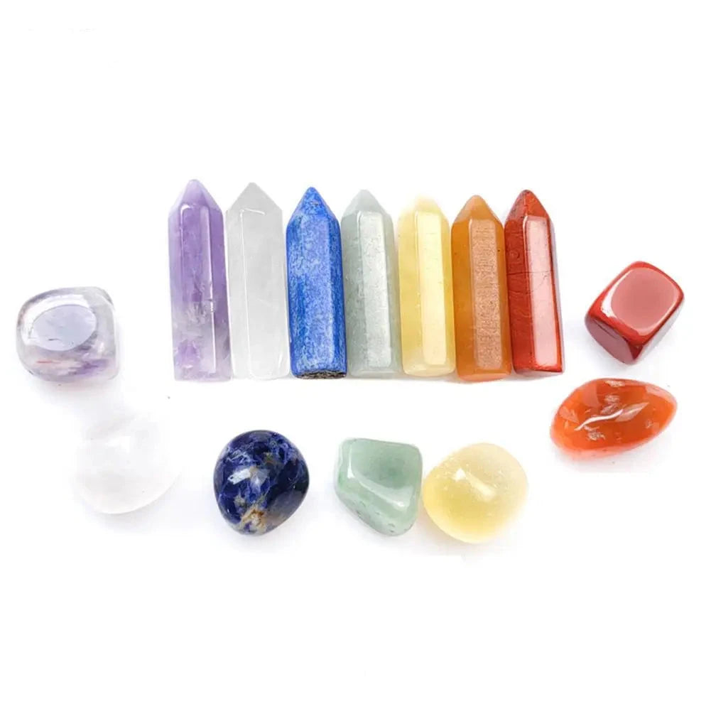 Natural Stone Crystal Gemstone Chakra Set – Holistic Wellness and Meditation