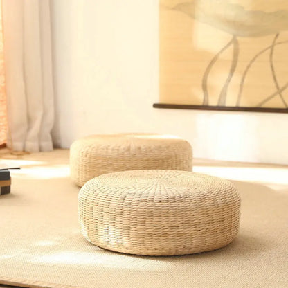 Handmade Japanese-Style Round Cotton Linen Cushion